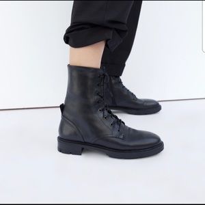 NWT ZARA Flat Leather Ankle Boots